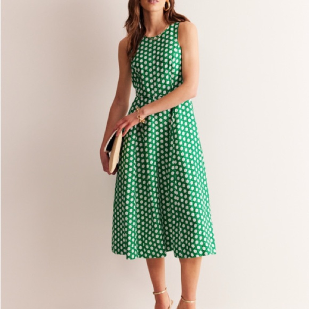 Boden Green Polka Dot Dress